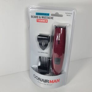 CONAIRMAN Men's Corded Plug-In Beard & Mustache Trimmer with 3 All Purpose Combs